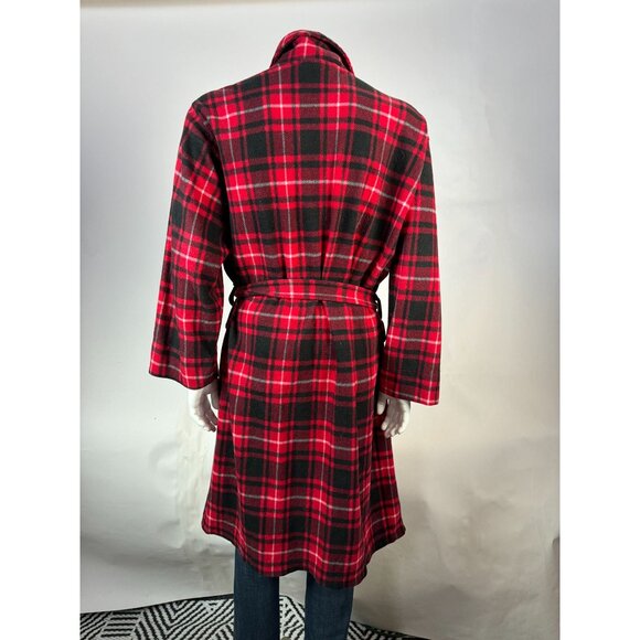 VTG 80s Fruit Of The Loom Mens Sleepwear Robe OS Red & Black Plaid 100% Polyeste - Picture 16 of 16